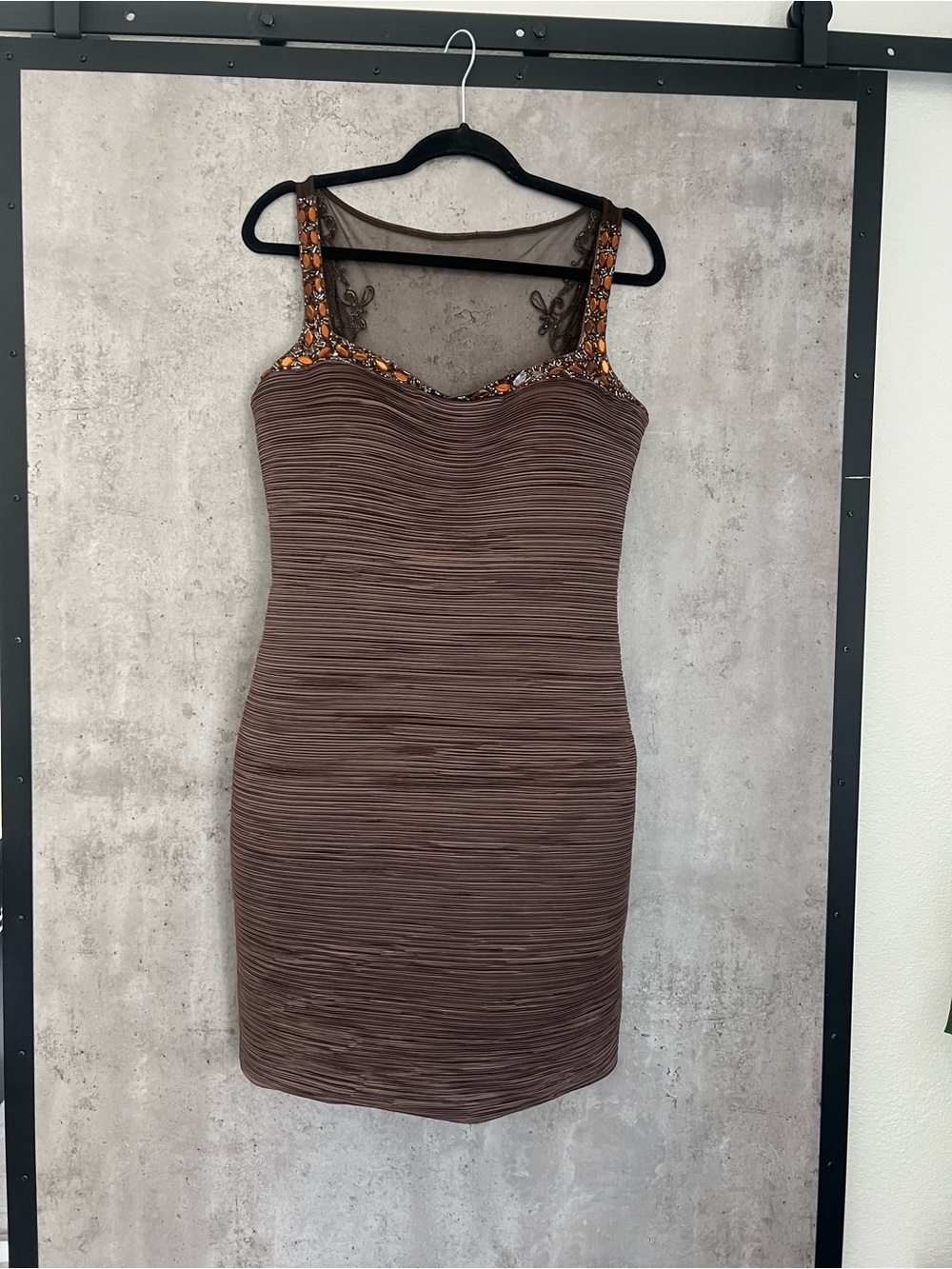 Brown Ruched Cocktail Dress